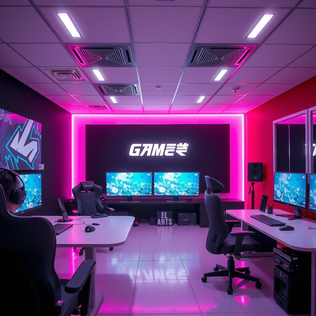 Gaming studio workspace background